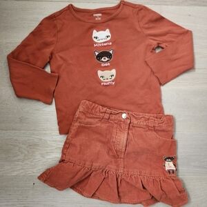 Gymbree Vintage Copper Key Rust Long Sleeve Top and Skirt Set Size 5